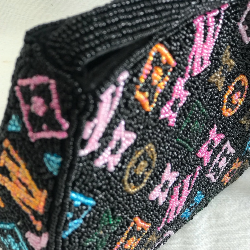 Sold Hand Beaded Black Multi Color Shoulder Bag - Picture 8 of 8